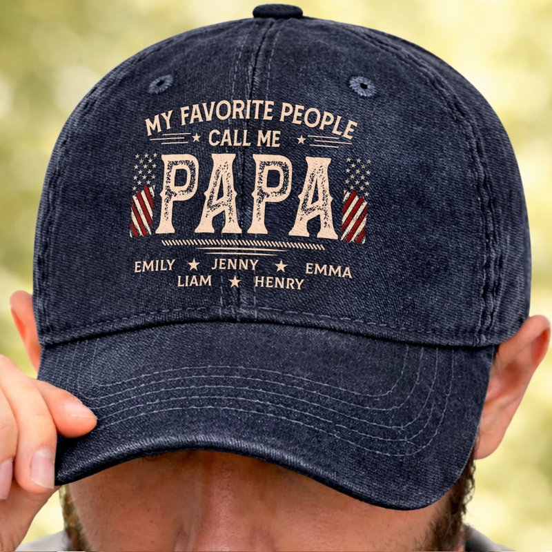 Personalized Vintage Washed Denim Baseball Cap – Father’s Day Gift For Dad – The Man The Myth Dad