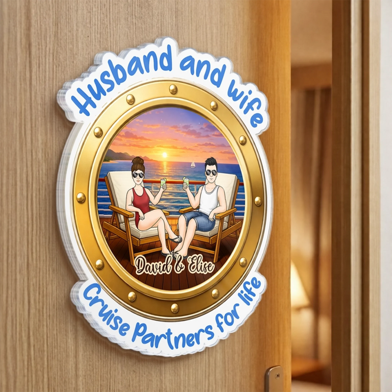 Personalized Cruise Ship Door Magnet – Summer Vacation And Travel Gifts For Couple – Cruise Partners For Life