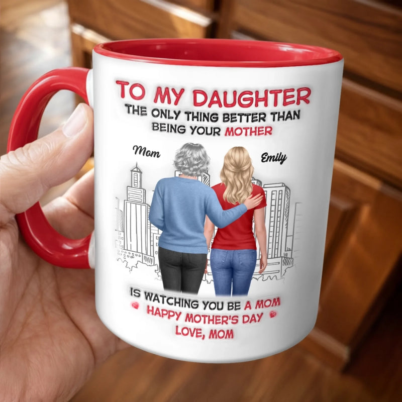 Personalized 3D Inflated Effect Printed Accent Mug – Mother's Day Gifts For Daughter – Blooming Into Motherhood