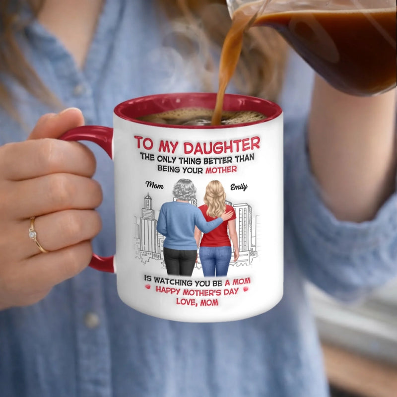 Personalized 3D Inflated Effect Printed Accent Mug – Mother's Day Gifts For Daughter – Blooming Into Motherhood