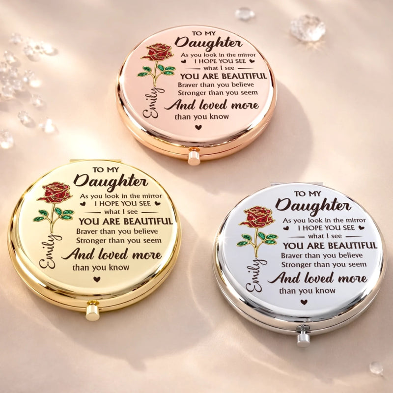 Personalized Compact Mirror – Gifts For Daughter, Granddaughter – My Greatest Gift