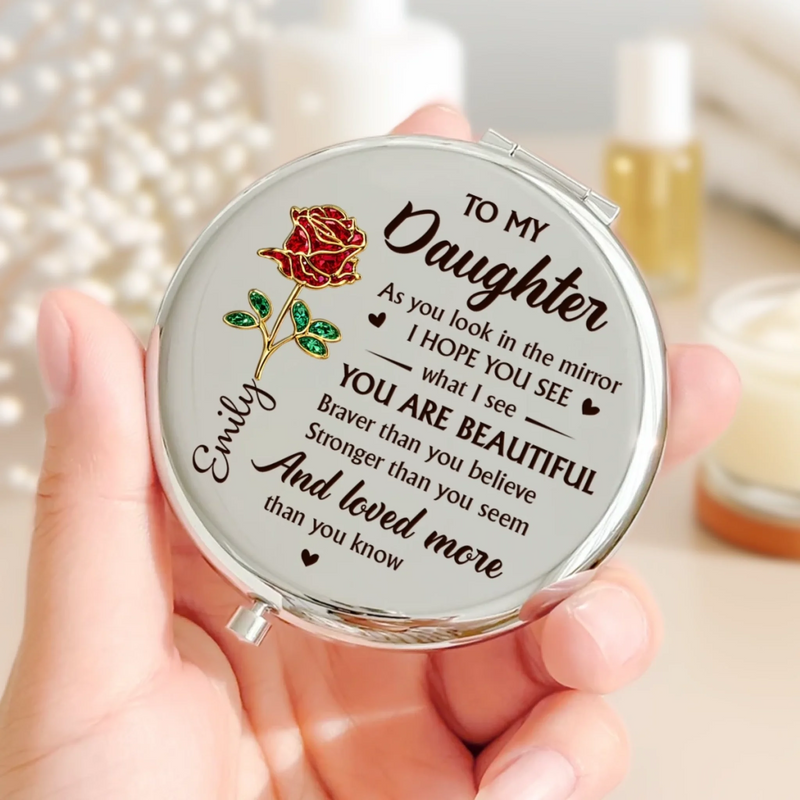 Personalized Compact Mirror – Gifts For Daughter, Granddaughter – My Greatest Gift