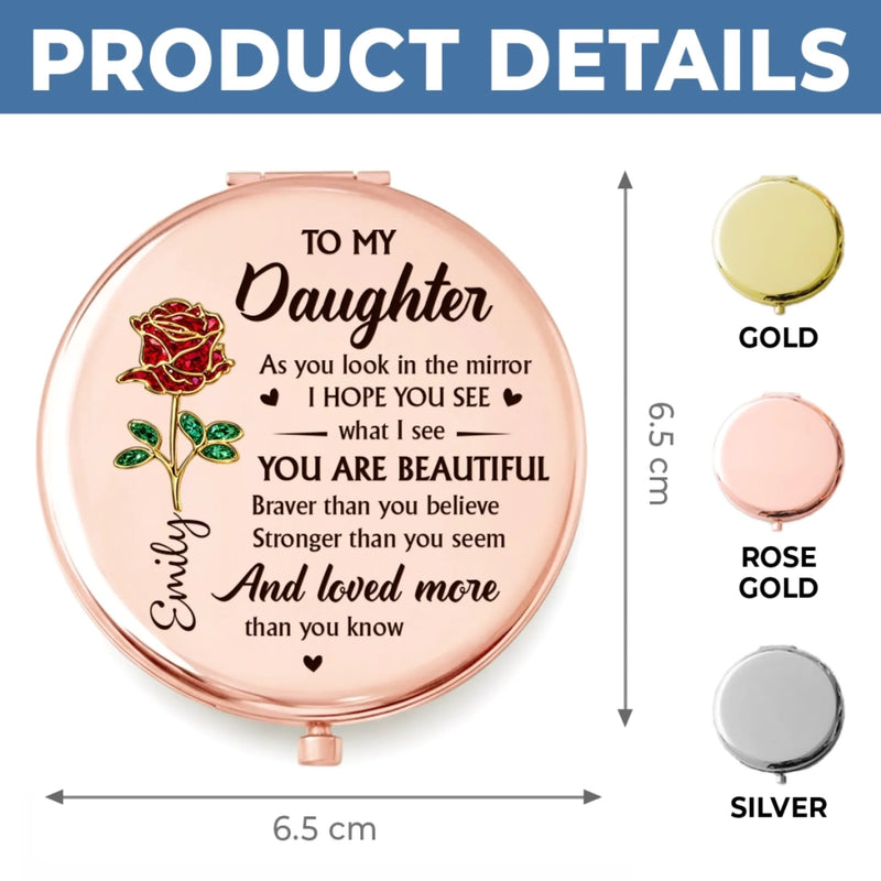 Personalized Compact Mirror – Gifts For Daughter, Granddaughter – My Greatest Gift