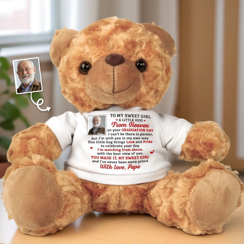 Personalized Photo Teddy Bear Plush – Meaningful Memorial or Graduation Gift – A Gentle Hug From Heaven