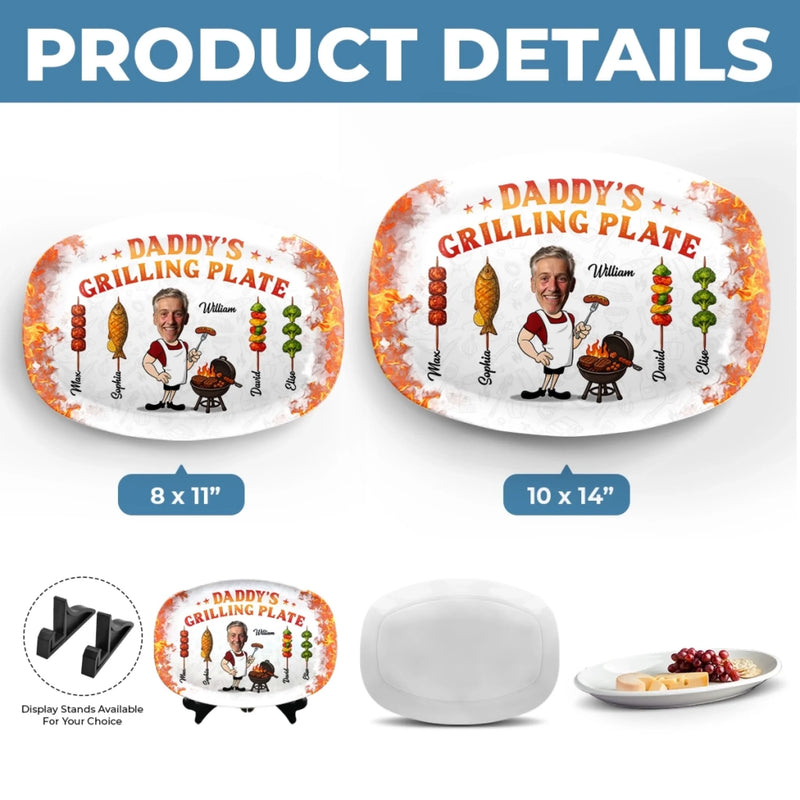 Personalized Platter – Father's Day Gifts For Dad, Grandpa – Dad In His Grilling Plate