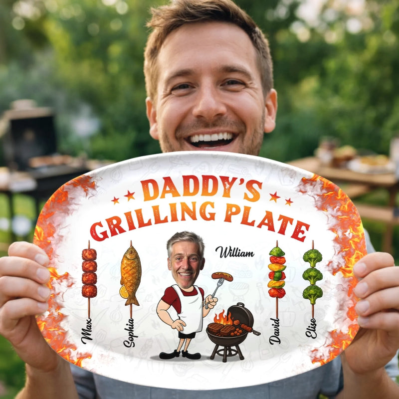 Personalized Platter – Father's Day Gifts For Dad, Grandpa – Dad In His Grilling Plate
