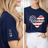 Personalized Unisex T-Shirt With Design On Sleeve  – Mother's Day Gift For Grandma, Mom – Our Best Gigi Ever