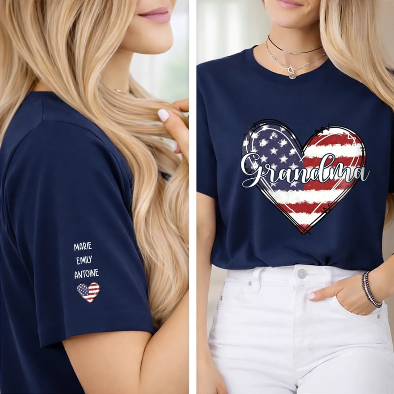Personalized Unisex T-Shirt With Design On Sleeve  – Mother's Day Gift For Grandma, Mom – Our Best Gigi Ever