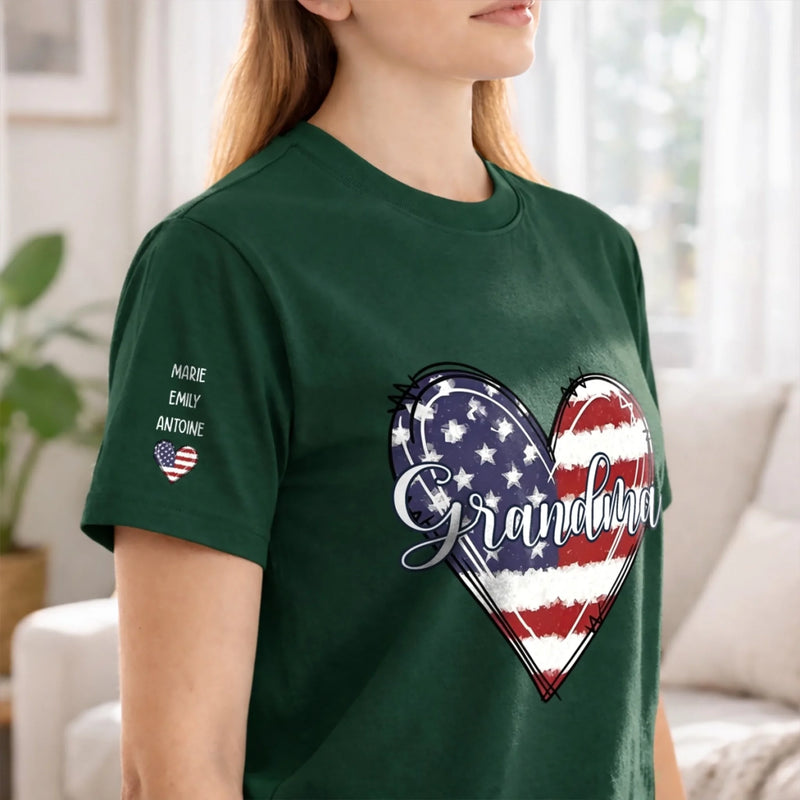Personalized Unisex T-Shirt With Design On Sleeve  – Mother's Day Gift For Grandma, Mom – Our Best Gigi Ever