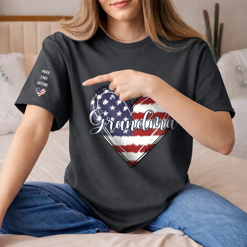 Personalized Unisex T-Shirt With Design On Sleeve  – Mother's Day Gift For Grandma, Mom – Our Best Gigi Ever