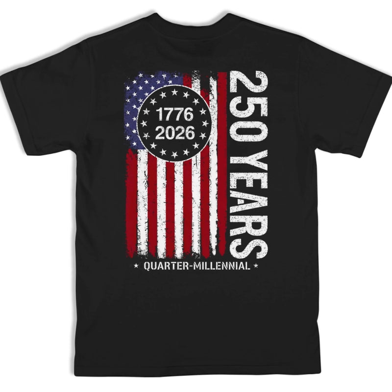Personalized America 250th Anniversary – Back And Front Printed Unisex T-shirt – Gifts For Men, Women – Sparkling Flag, Freedom Forever