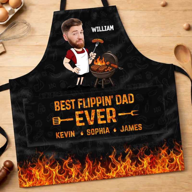 Personalized Photo Apron With Pocket – Father's Day Gifts For Dad, Grandpa – King Of The Grill Dad