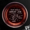 Personalized Whiskey Glass With Bottom And Side Engraving – Father's Day Gifts For New Dad, Grandpa – Dad Is Doing Great