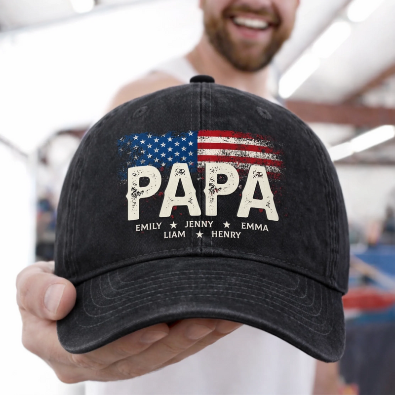 Personalized Vintage Washed Denim Baseball Cap – Father’s Day Gift For Grandpa, Dad – Grandpa Vintage Vibes