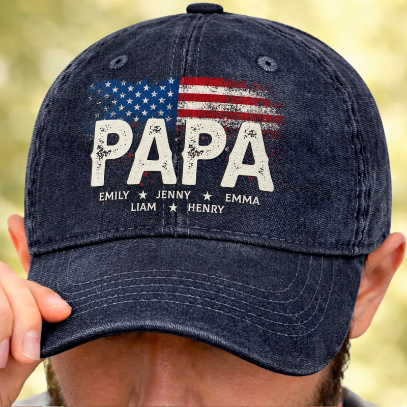 Personalized Vintage Washed Denim Baseball Cap – Father’s Day Gift For Grandpa, Dad – Grandpa Vintage Vibes
