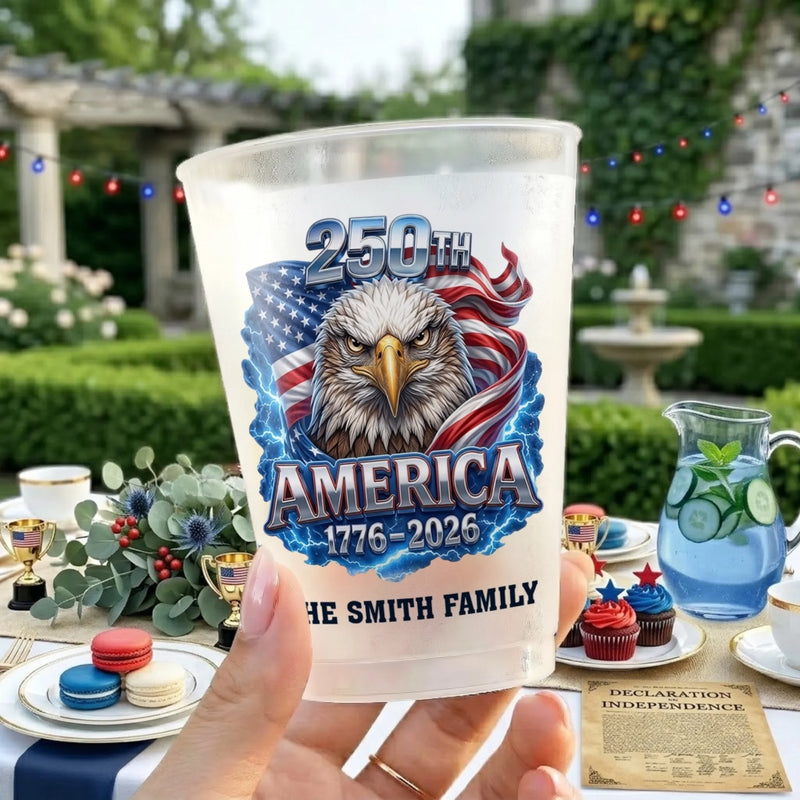 Personalized America 250th Anniversary Party Plastic Cups – Gifts For Family – Cheers To 250 Years