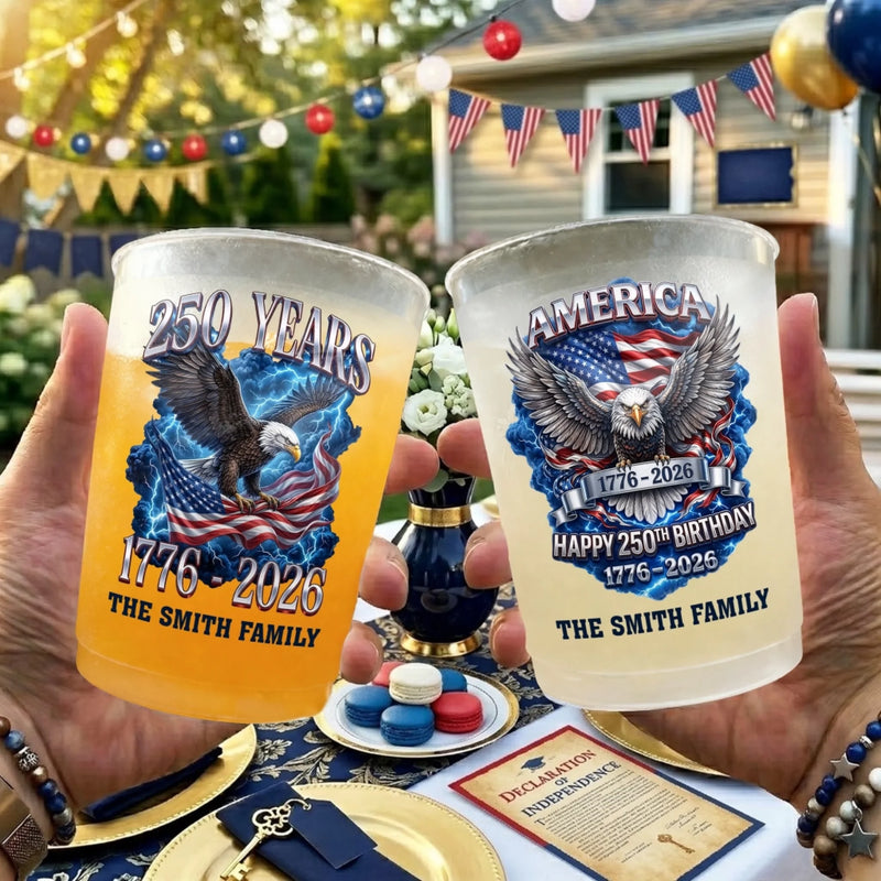 Personalized America 250th Anniversary Party Plastic Cups – Gifts For Family – Cheers To 250 Years