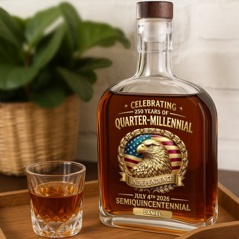 Personalized America 250th Anniversary – Liquor Decanter – Gifts For Women, Men – Proud Hearts Stand Tall