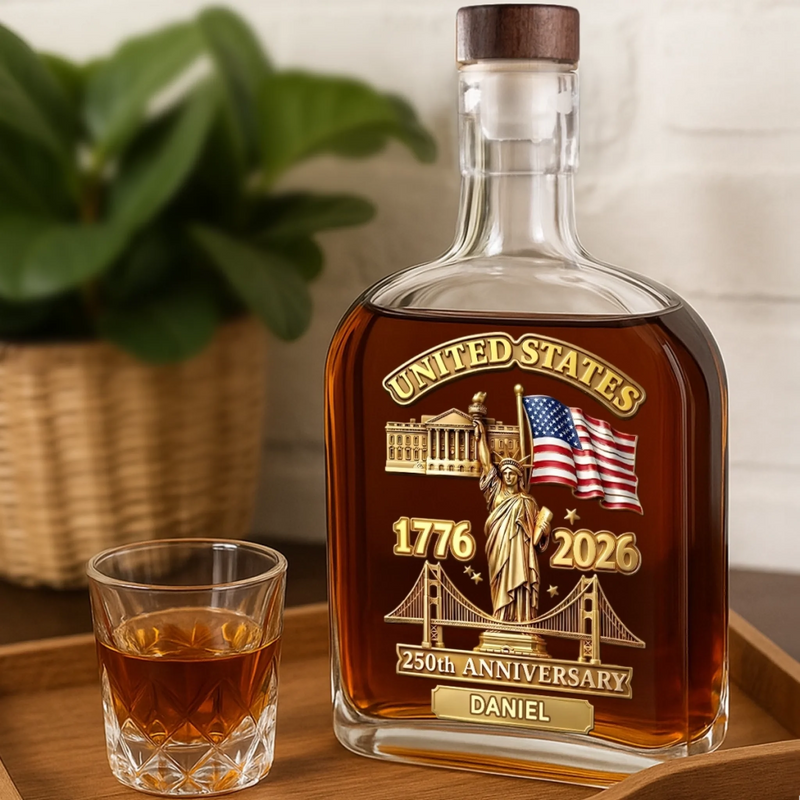 Personalized America 250th Anniversary – Liquor Decanter – Gifts For Women, Men – Honor The Brave Spirit