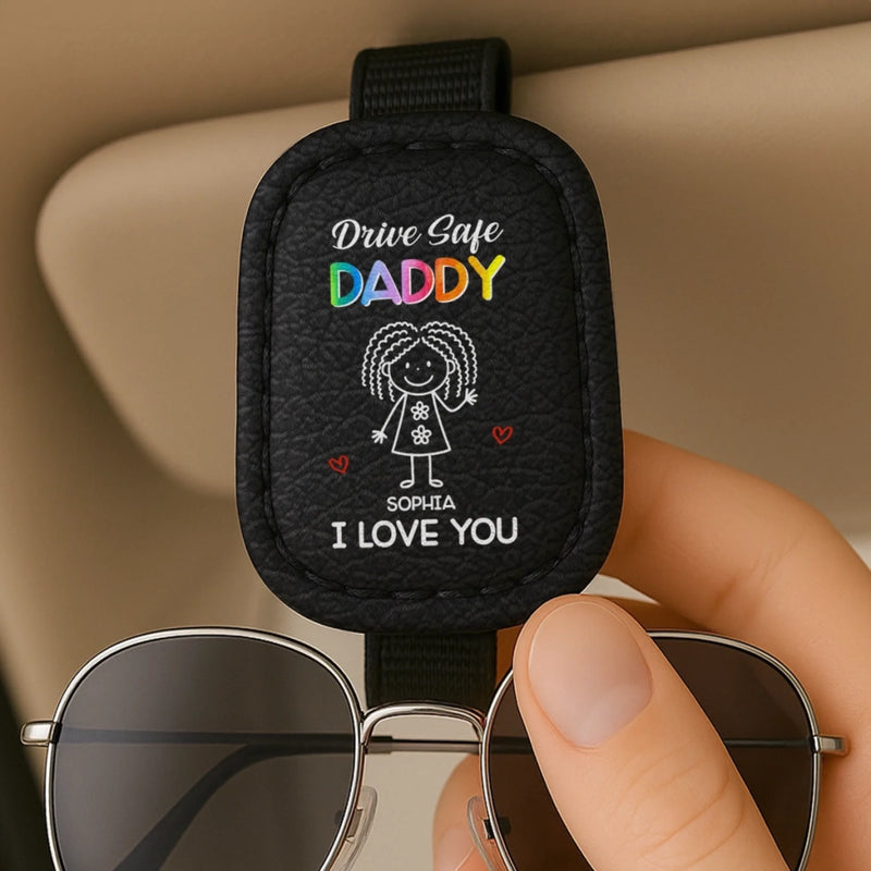 Personalized Leather Car Visor – Father's Day Gifts For Dad, Grandpa – Drive Safe Come Home Soon