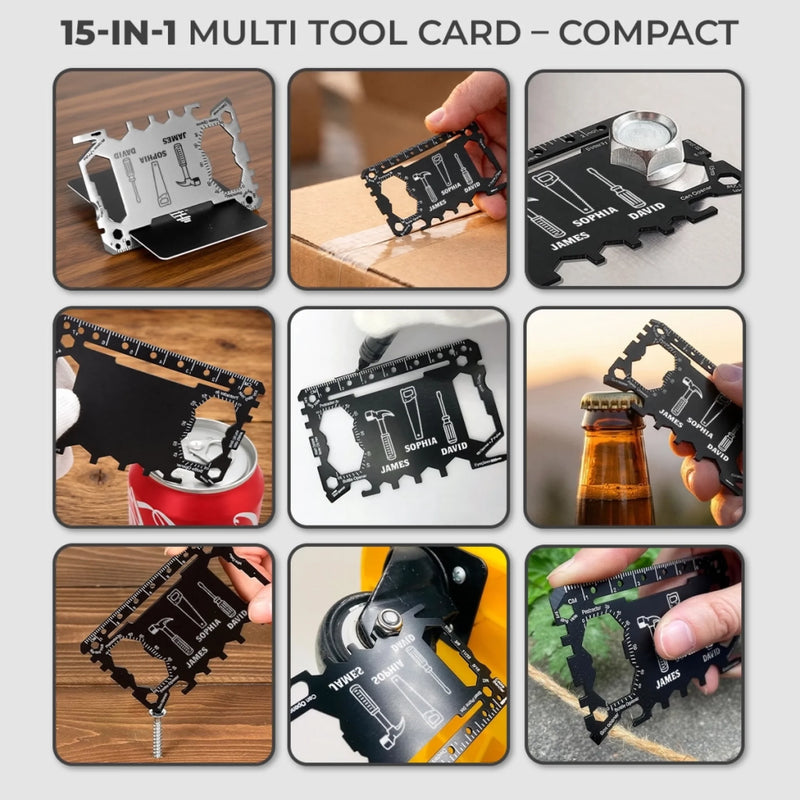 Personalized Multi Tool Card With Leather Case – Father's Day Gifts For Dad, Grandpa – My Everyday Hero