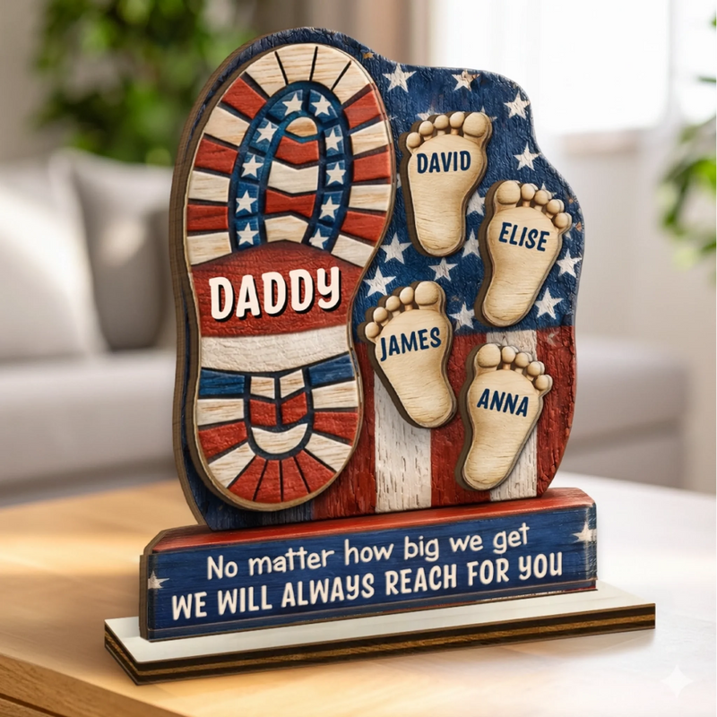 Personalized 2-Layered Wooden Plaque – Father's Day Gifts For Dad, Grandpa – No Words Can Thank You Enough