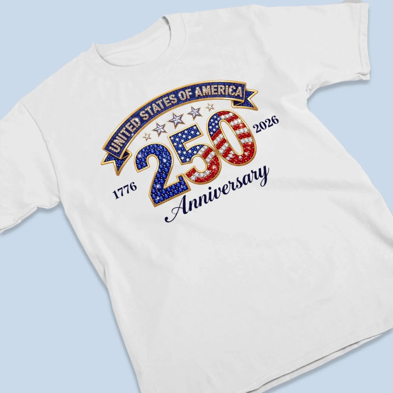 Personalized America 250th Anniversary – Unisex T-shirt, Hoodie – Gifts For Women And Men – American Flag Glitter Star