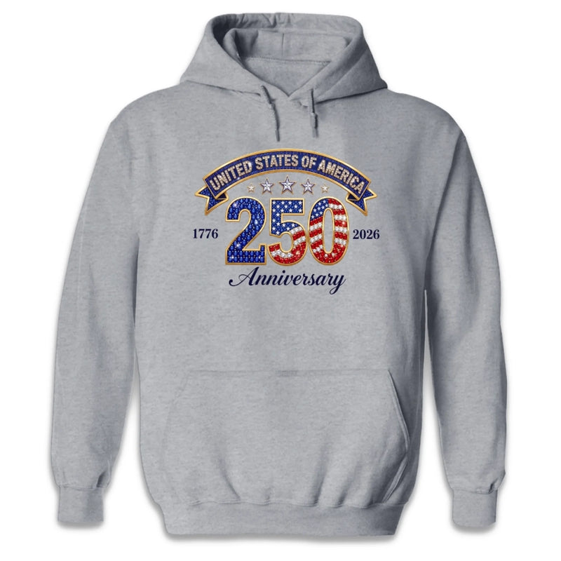 Personalized America 250th Anniversary – Unisex T-shirt, Hoodie – Gifts For Women And Men – American Flag Glitter Star