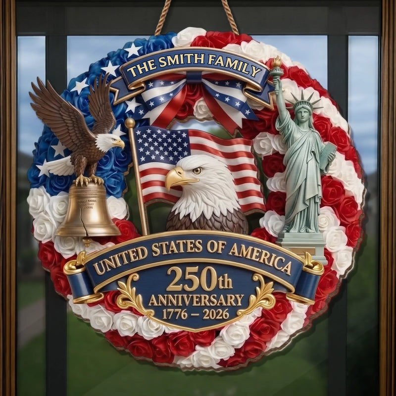 Personalized America 250th Anniversary Wood Sign – Gifts For Family – Proud American Family