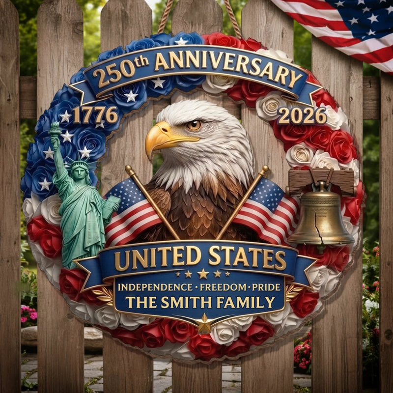 Personalized America 250th Anniversary Wood Sign – Gifts For Family – Born Free Living Proud
