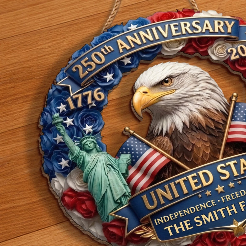 Personalized America 250th Anniversary Wood Sign – Gifts For Family – Born Free Living Proud