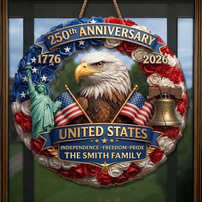 Personalized America 250th Anniversary Wood Sign – Gifts For Family – Born Free Living Proud