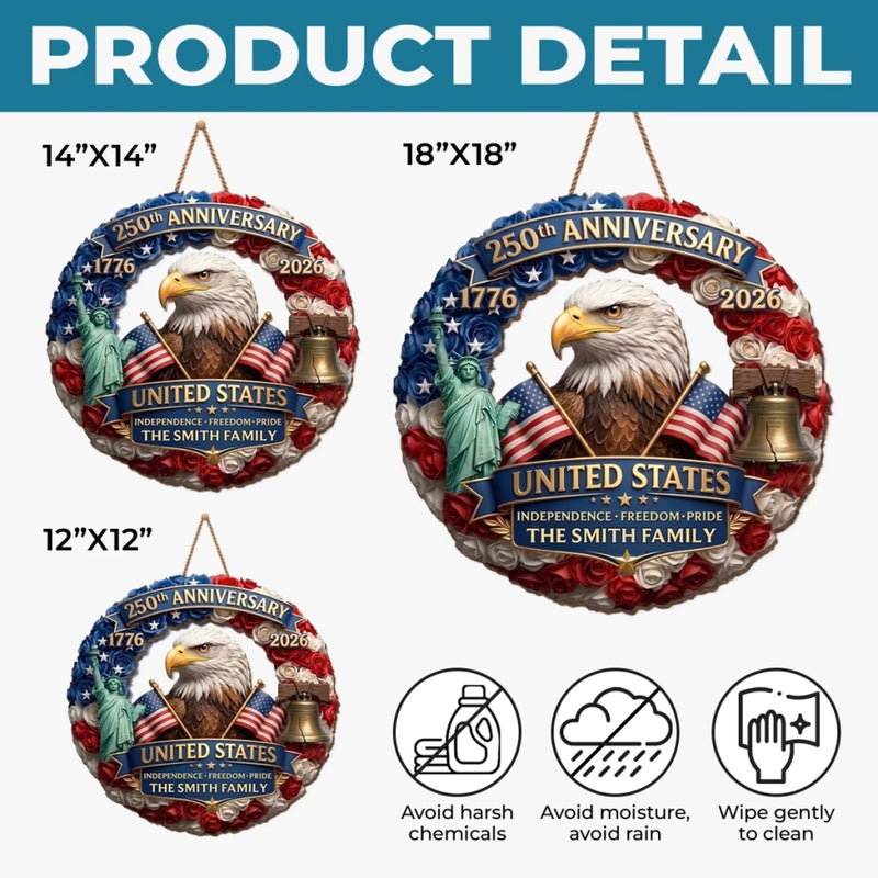 Personalized America 250th Anniversary Wood Sign – Gifts For Family – Born Free Living Proud