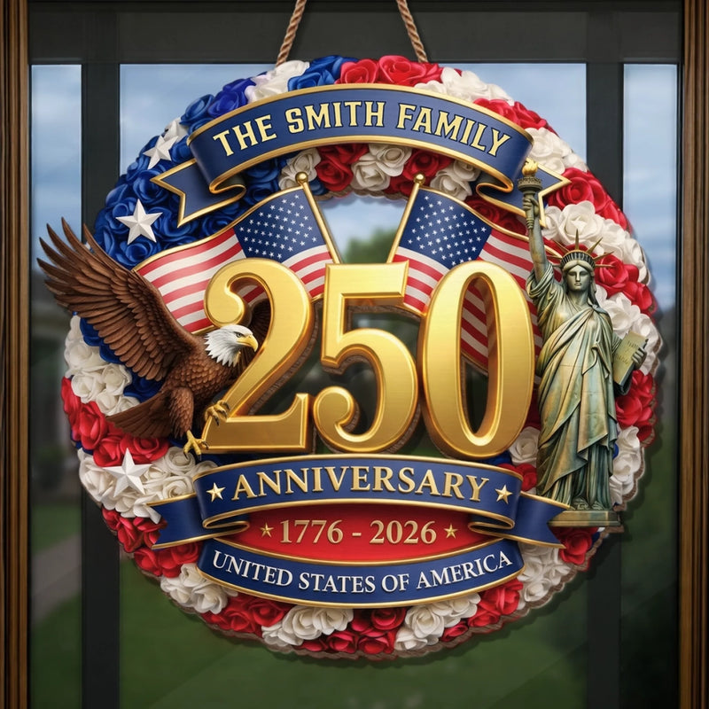 Personalized America 250th Anniversary Wood Sign – Gifts For Family – Built On Courage And Hope