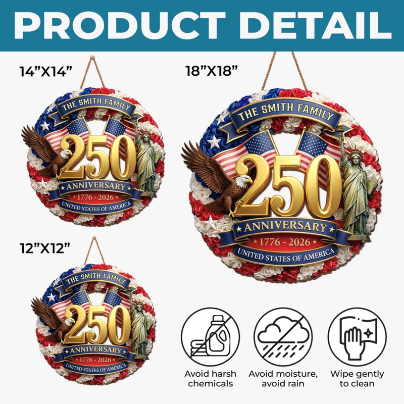 Personalized America 250th Anniversary Wood Sign – Gifts For Family – Built On Courage And Hope