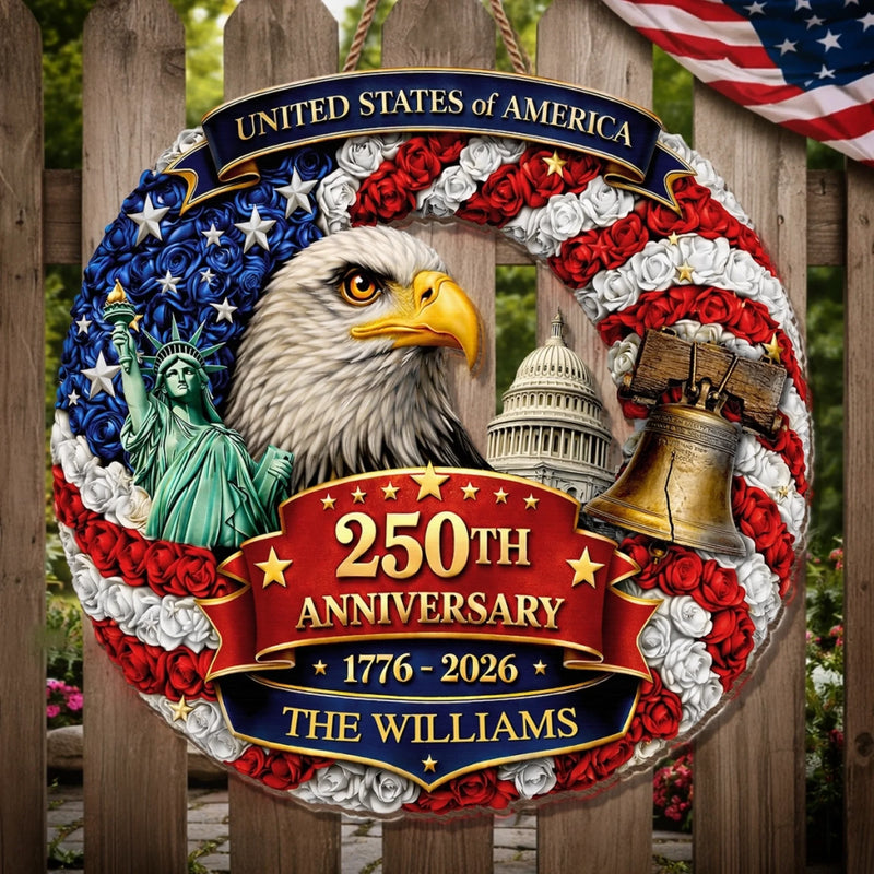 Personalized America 250th Anniversary Wood Sign – Gifts For Family – Freedom Looks Good On Us