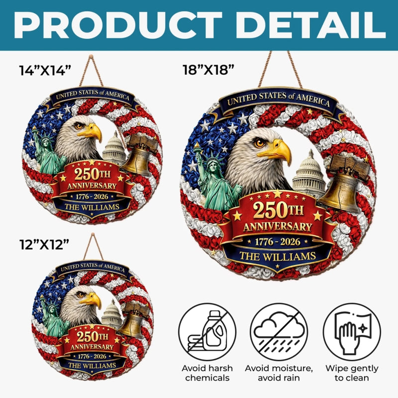 Personalized America 250th Anniversary Wood Sign – Gifts For Family – Freedom Looks Good On Us