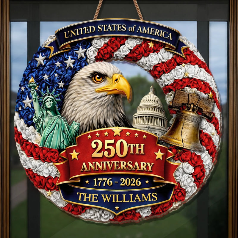 Personalized America 250th Anniversary Wood Sign – Gifts For Family – Freedom Looks Good On Us