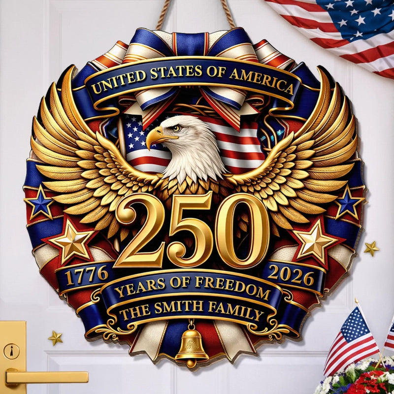 Personalized America 250th Anniversary Wood Sign – Gifts For Family – Family And The American Dream