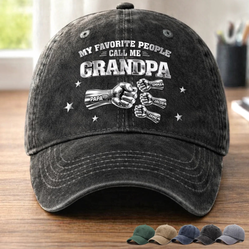 Personalized Vintage Washed Denim Baseball Cap – Father’s Day Gift For Grandpa, Dad – Forever Your Little One
