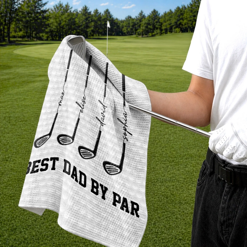 Personalized Golf Towel – Father's Day Birthday Golf Gifts For Dad – Swing, Smile, Repeat