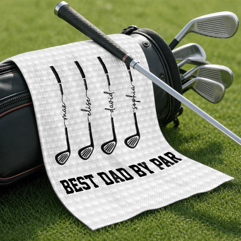 Personalized Golf Towel – Father's Day Birthday Golf Gifts For Dad – Swing, Smile, Repeat