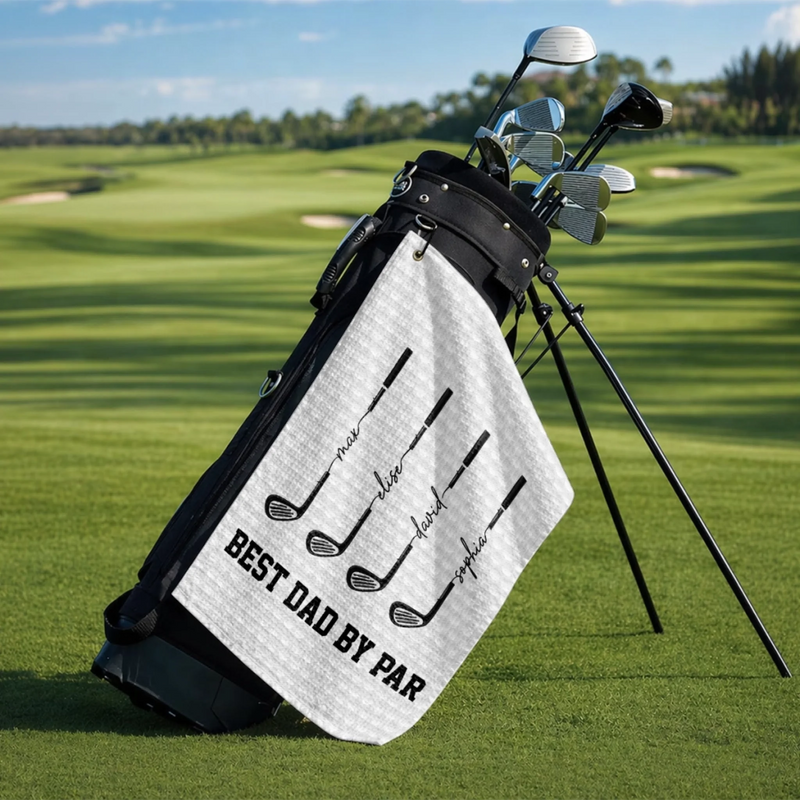 Personalized Golf Towel – Father's Day Birthday Golf Gifts For Dad – Swing, Smile, Repeat