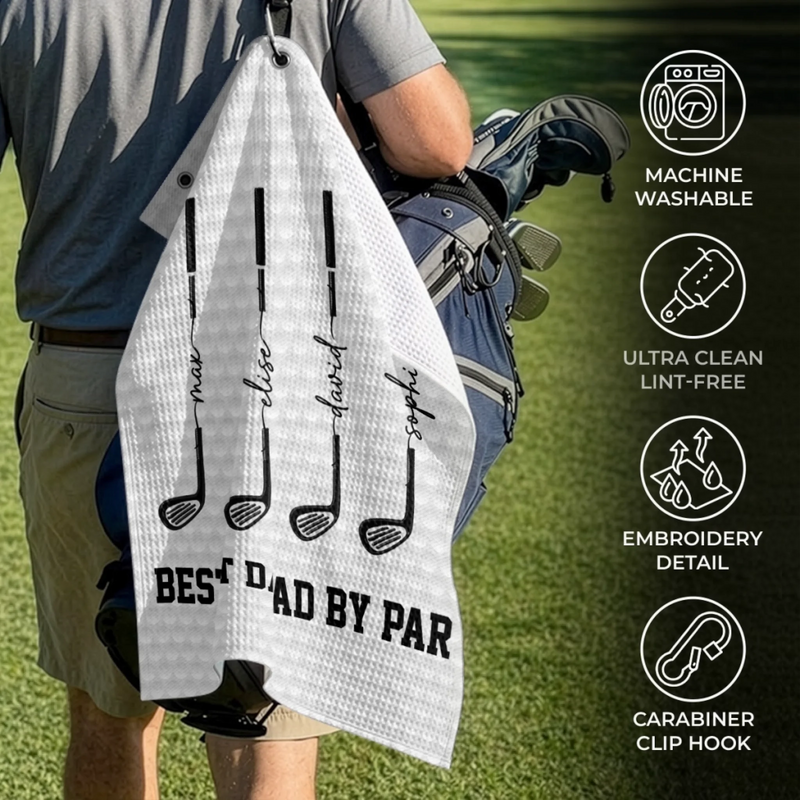 Personalized Golf Towel – Father's Day Birthday Golf Gifts For Dad – Swing, Smile, Repeat