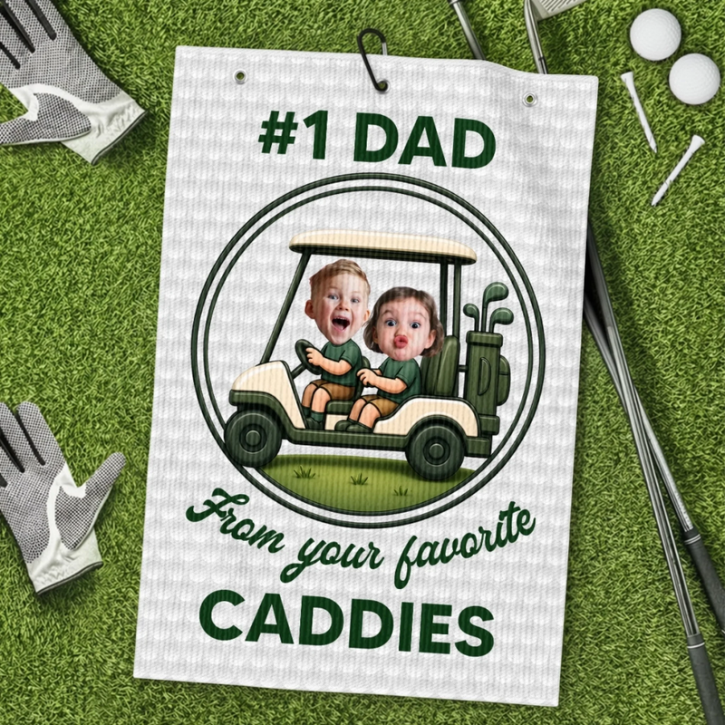 Personalized Photo Golf Towel – Father's Day Birthday Golf Gifts For Dad – Life Is Better On The Green