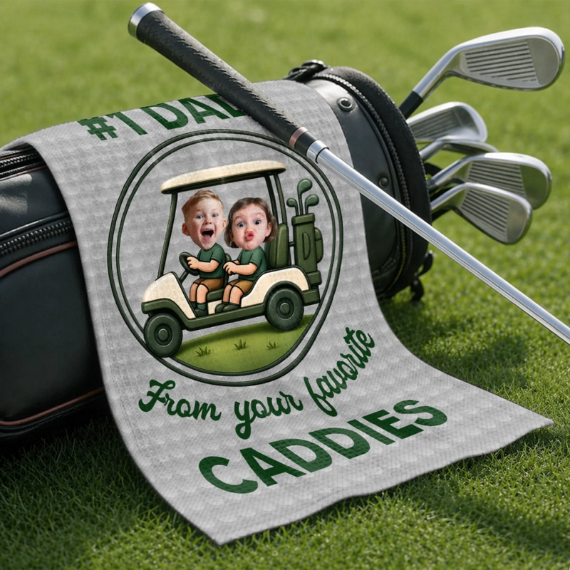 Personalized Photo Golf Towel – Father's Day Birthday Golf Gifts For Dad – Life Is Better On The Green