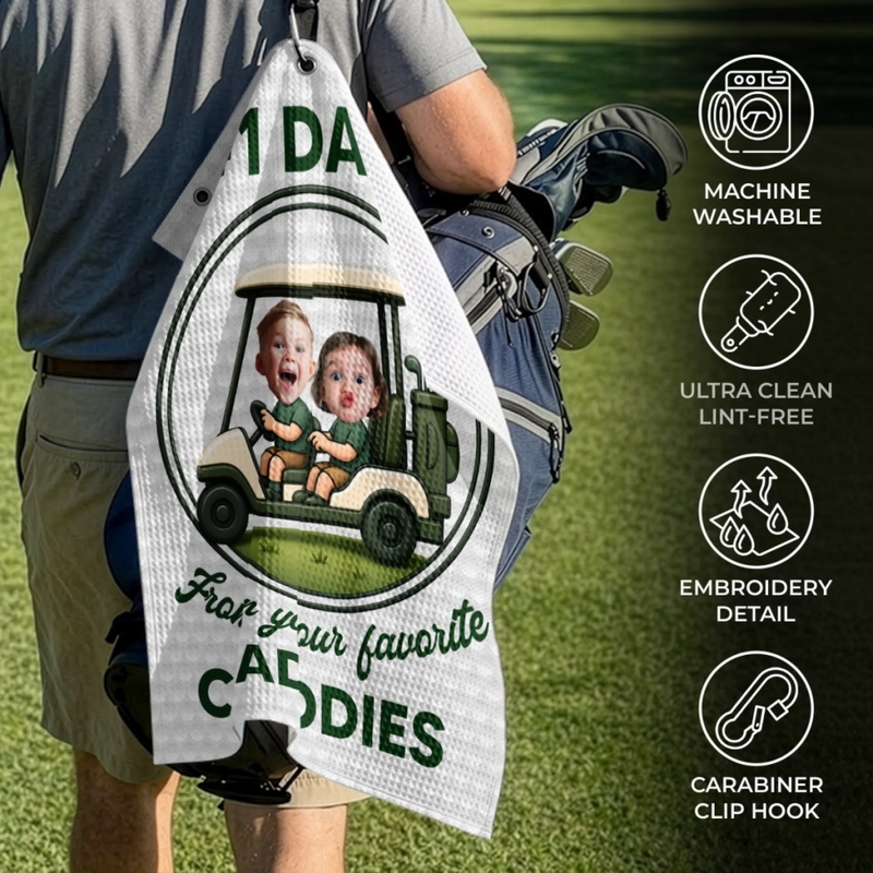 Personalized Photo Golf Towel – Father's Day Birthday Golf Gifts For Dad – Life Is Better On The Green