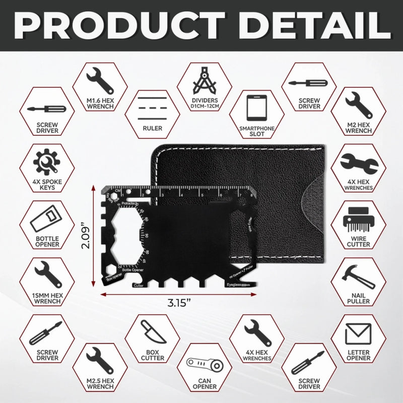 Personalized Multi Tool Card With Leather Case – Father's Day Gifts For Dad, Grandpa – Running On Dad Energy