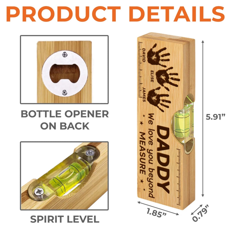 Personalized Wooden Bottle Opener With Built-in Spirit Level – Father's Day Gifts For Grandpa, Dad –  Dad Makes Everything Better