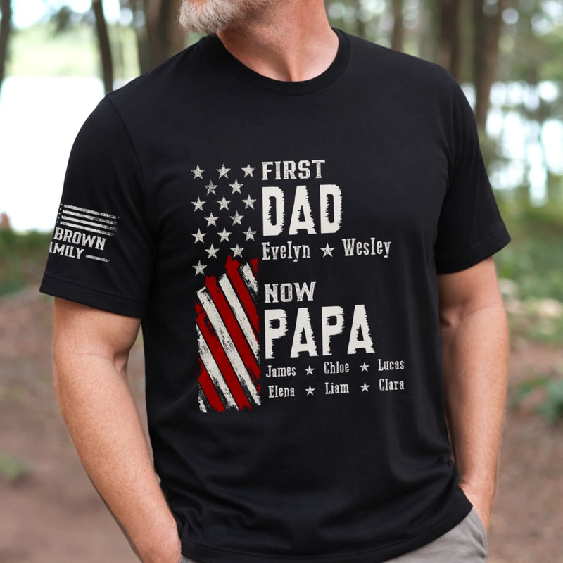 Personalized T-Shirt With Sleeve Design – Father’s Day Gift For Dad – From Dad To Grandpa